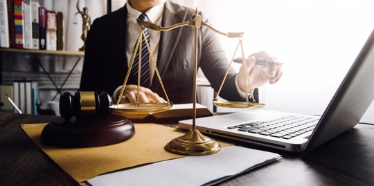 lawyer in his office