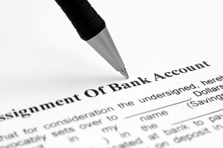 pen and partial document title assignment of bank account
